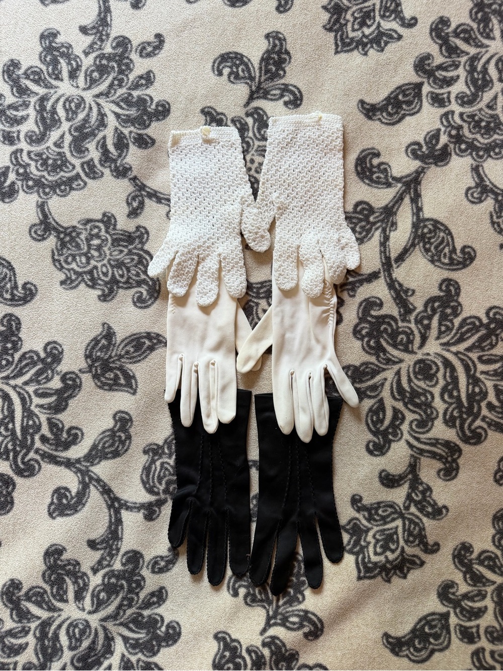 Women's Long Formal Gloves - White and Black